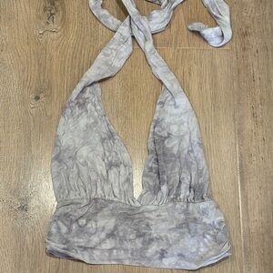 Gray Tie-Dye Halter Top